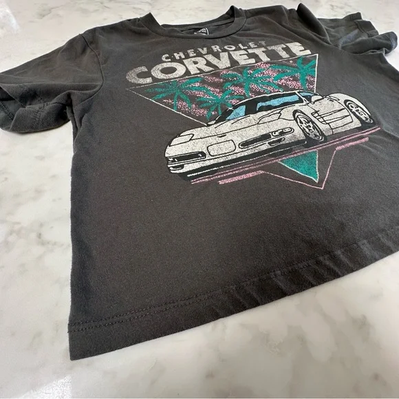 Chevrolet Corvette Graphic Crop Tee - Gray. Size XS - Picture 7 of 9